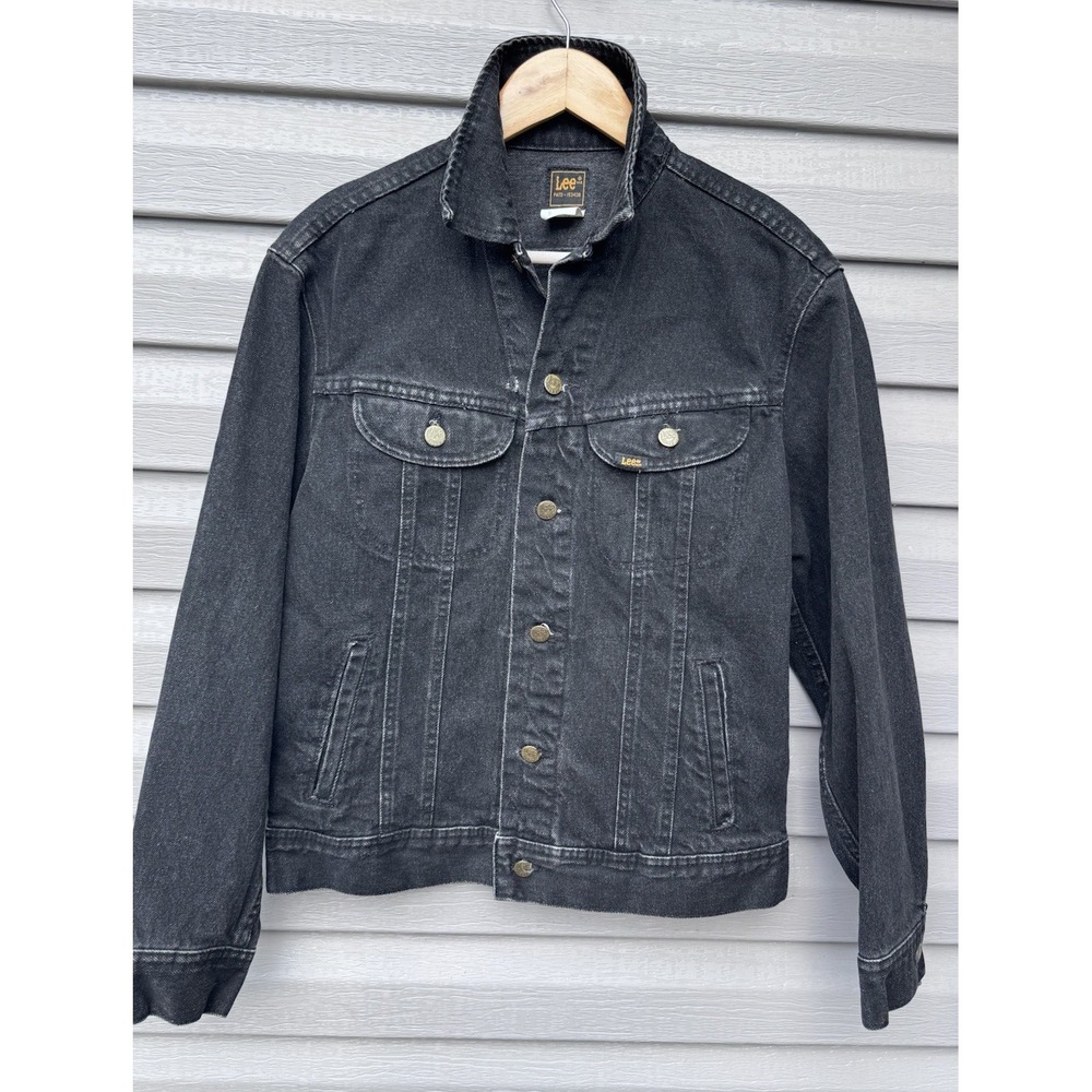Vintage 70s 80s Lee Riders Black Denim Jean Jacket Mens Small USA 153438 Trucker